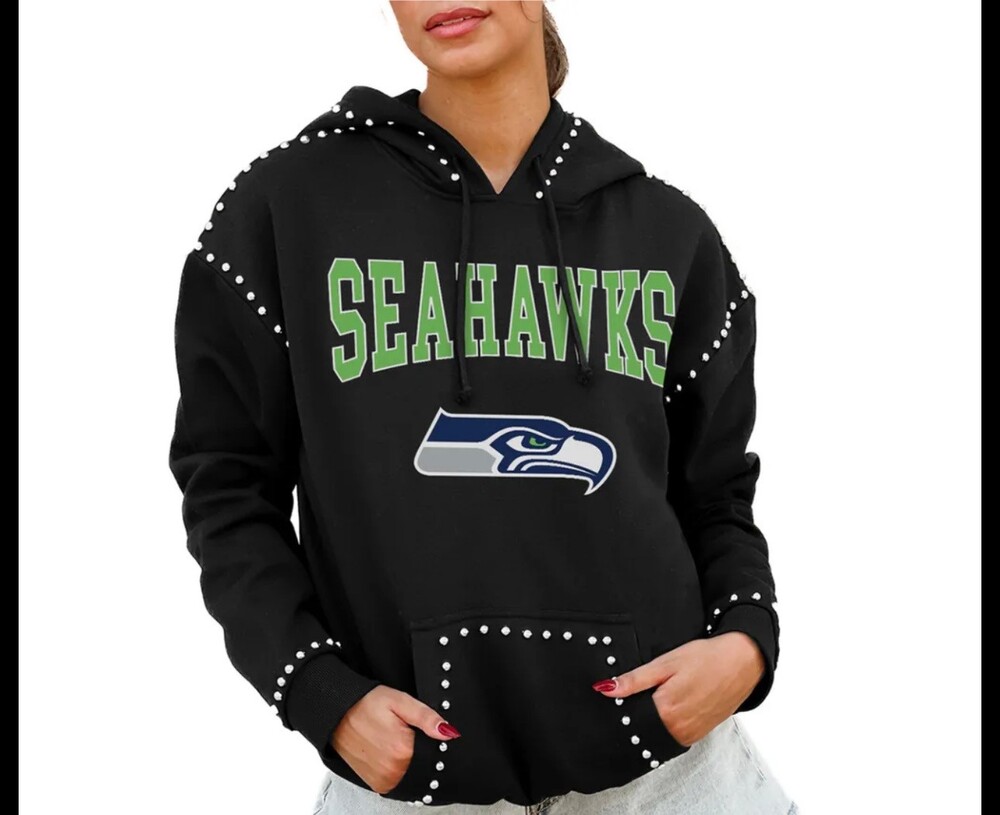 Gameday Couture Seattle Seahawks Black Hoodie Stud Embellishments